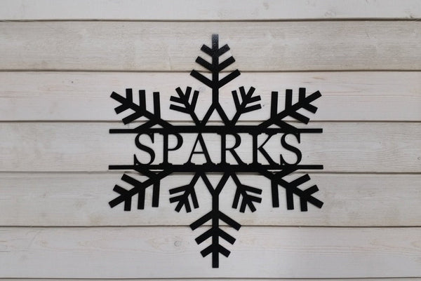 snowflake winter christmas monogram family name farm sign housewarming gift wedding anniversary 11th