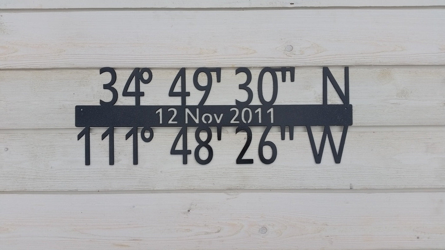 coordinates gps metal sign 11th anniversary gift steel date location