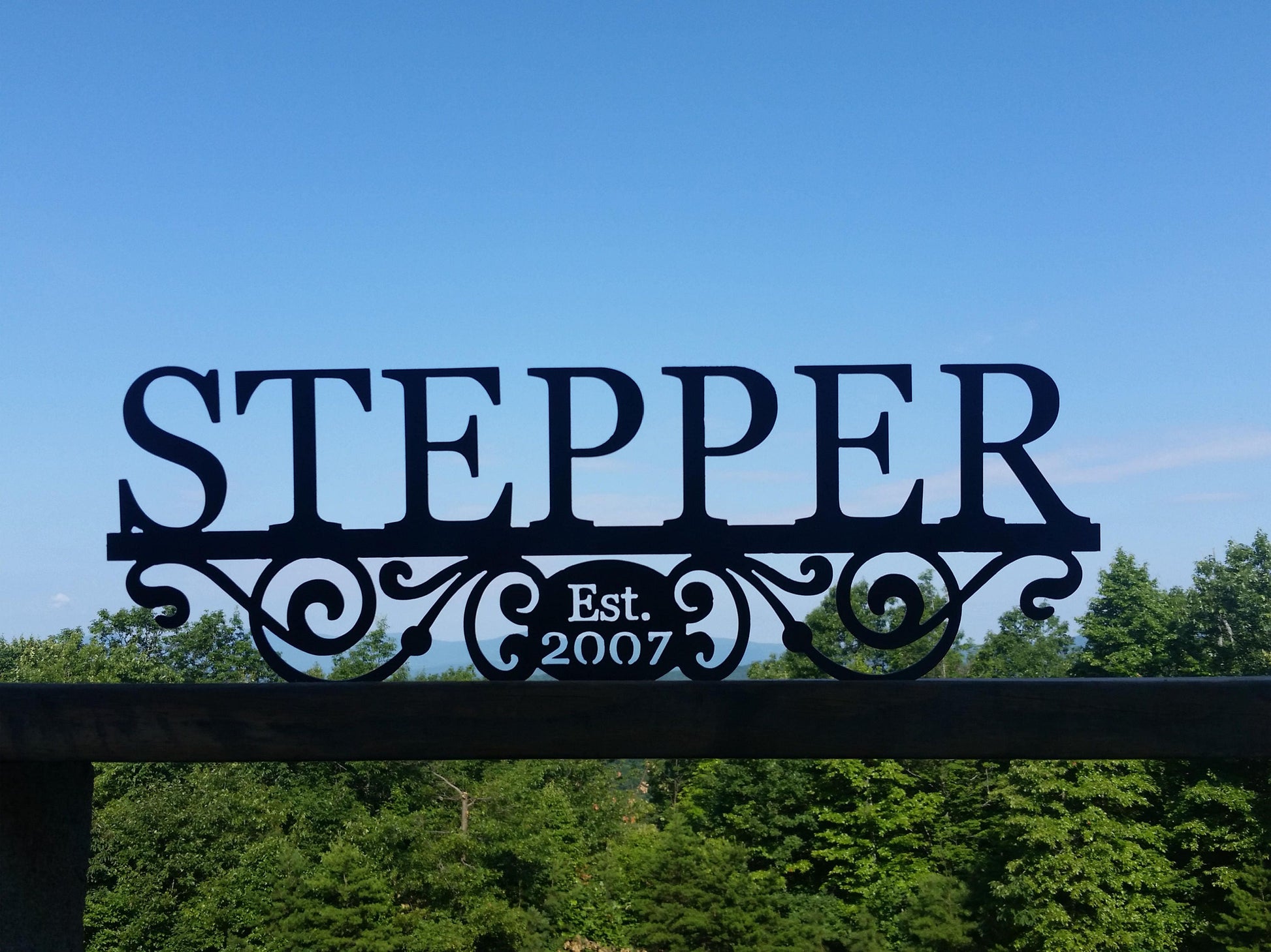 Personalized Metal Name Sign- Last Name Sign – Customized Steel Family Name with Scrolls and Date – Steel Anniversary Gift– 11th Anniversary