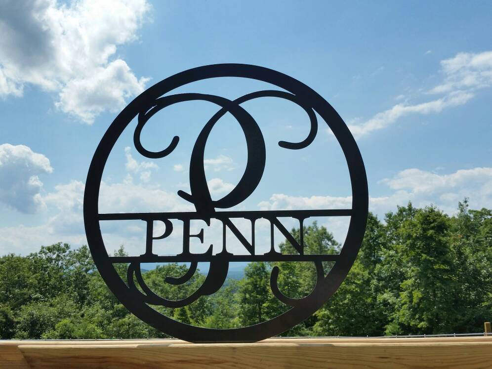 Personalized Metal Family Name Sign, Personalized Monogram Door Hanger, Last Name Sign, Wedding Gift, Housewarming Gift- 11th anniversary