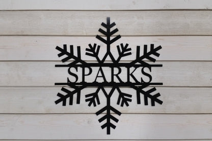 Personalized Snowflake Door Hanger | Metal Family Name Sign | Winter Front Door Decor | Custom Christmas Wreath | Holiday Housewarming Gift