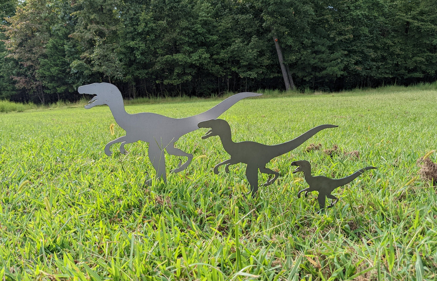 Dinosaur Family Metal Garden Stakes- Garden Sign- Custom Garden Sign- Free Shipping! - Garden Art
