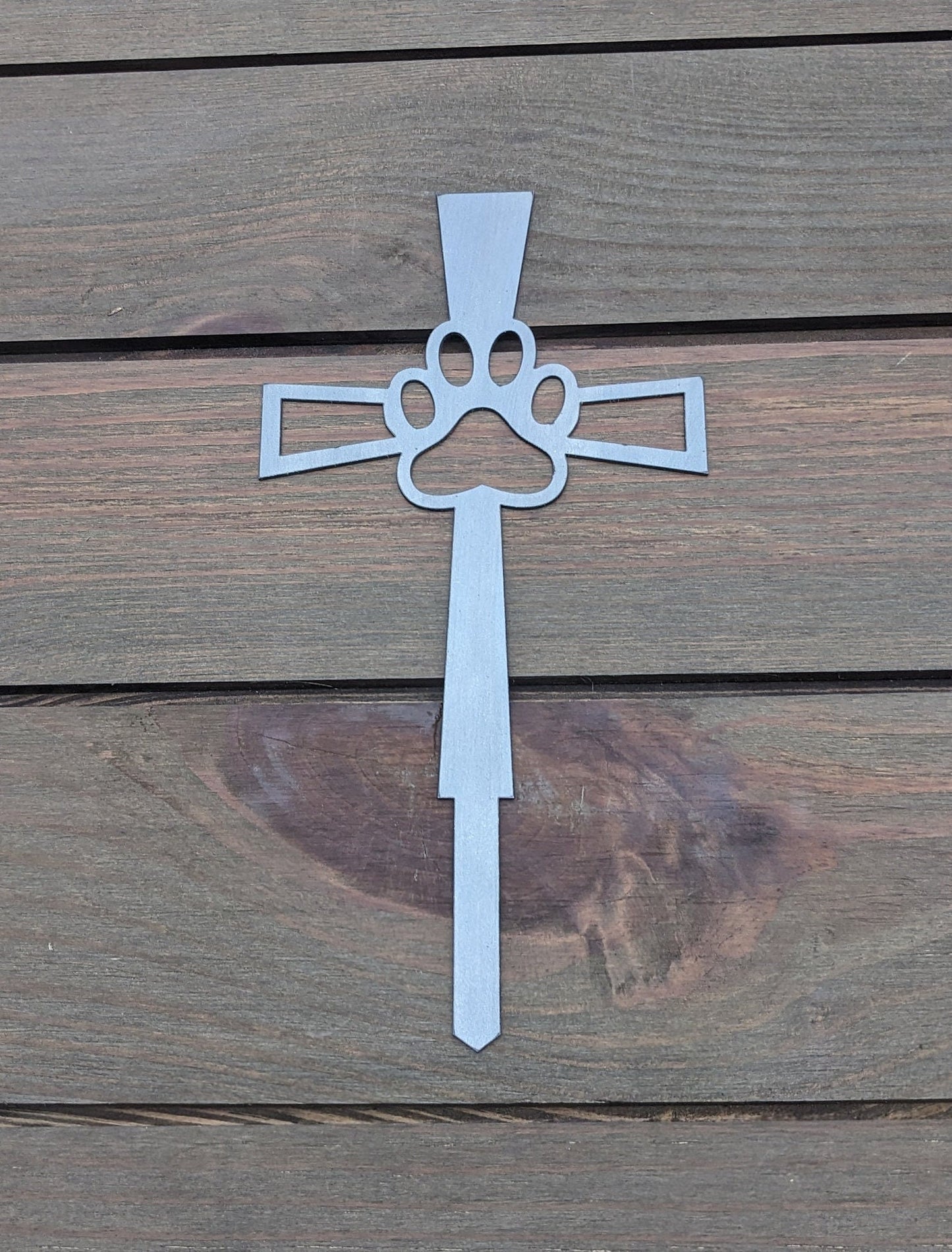 Dog Memorial Garden Stake, Pet Loss Gift, Cross Paw Print Grave Marker, Sympathy Gift, Dog Remembrance Sign, Rainbow Bridge