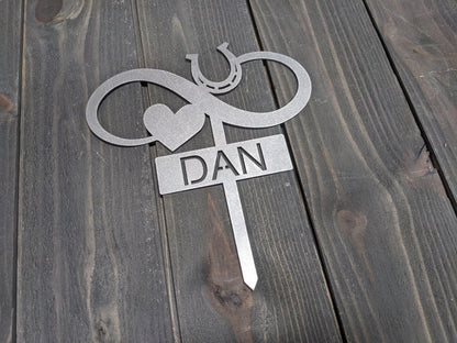 Infinity Horse Garden Stake with Heart and Horseshoe- Metal Garden Sign- Custom Garden Sign- Free Shipping! - Equestrian- Pet Memorial- Farm
