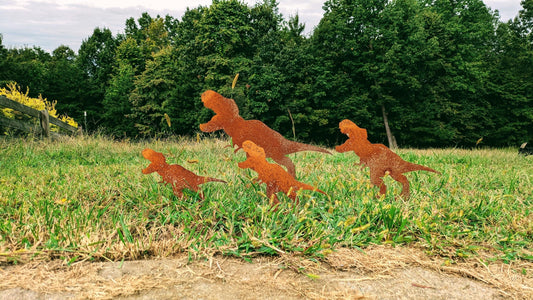 Dinosaur Family Metal Garden Stakes- Garden Sign- Custom Garden Sign- Free Shipping! - Garden Art