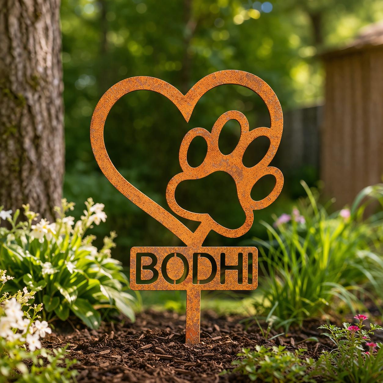 Personalized Dog Memorial Garden Stake, Heart Paw Metal Garden Sign, Pet Grave Marker, Custom Dog Name Sign, Dog Loss, Pet Memorial Gift