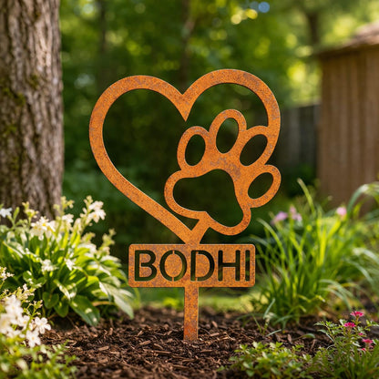 Personalized Dog Memorial Garden Stake, Heart Paw Metal Garden Sign, Pet Grave Marker, Custom Dog Name Sign, Dog Loss, Pet Memorial Gift