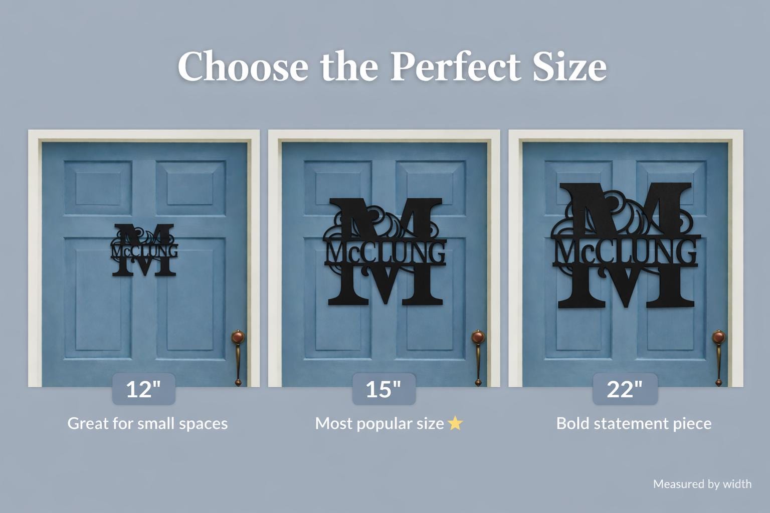 Personalized Metal Family Name Sign | Custom Last Name Monogram Door Hanger, Wedding Gift, Housewarming Gift, Front Door Decor, Outdoor Sign
