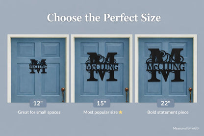 Personalized Metal Family Name Sign | Custom Last Name Monogram Door Hanger, Wedding Gift, Housewarming Gift, Front Door Decor, Outdoor Sign