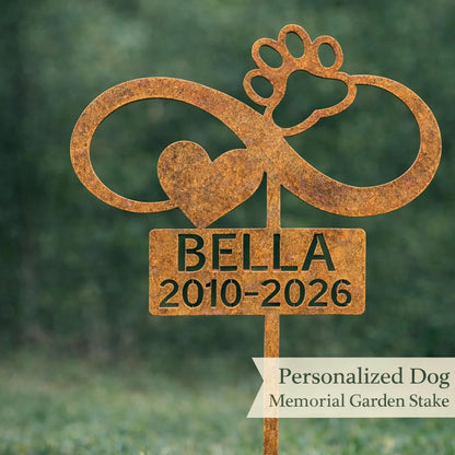 Personalized Dog Memorial Garden Stake, Infinity Paw Metal Sign, Pet Loss Gift, Custom Dog Grave Marker, Sympathy Gift, Pet Memorial Gift