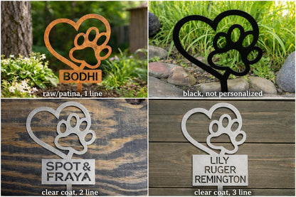 Personalized Dog Memorial Garden Stake, Heart Paw Metal Garden Sign, Pet Grave Marker, Custom Dog Name Sign, Dog Loss, Pet Memorial Gift