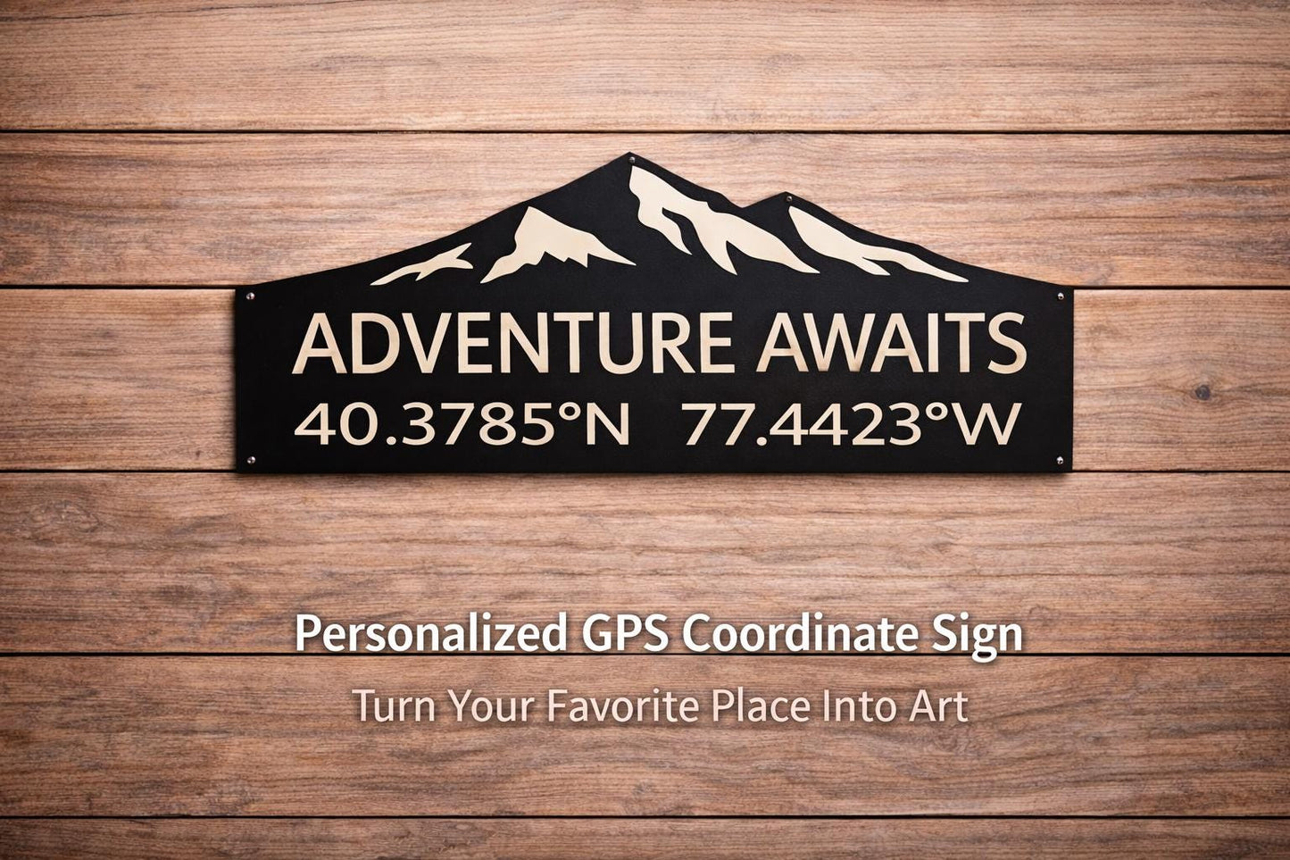 Adventure Awaits Personalized Steel GPS Coordinates Metal Sign, Wedding Anniversary Gift, Housewarming, latitude longitude, Mountain Cabin