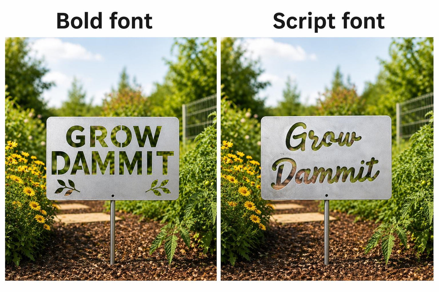 Grow Dammit Metal Garden Stake | Funny Garden Sign | Garden Gift | Plant Lover Gift | Gardener Gift | Outdoor Garden Decor | Yard Art