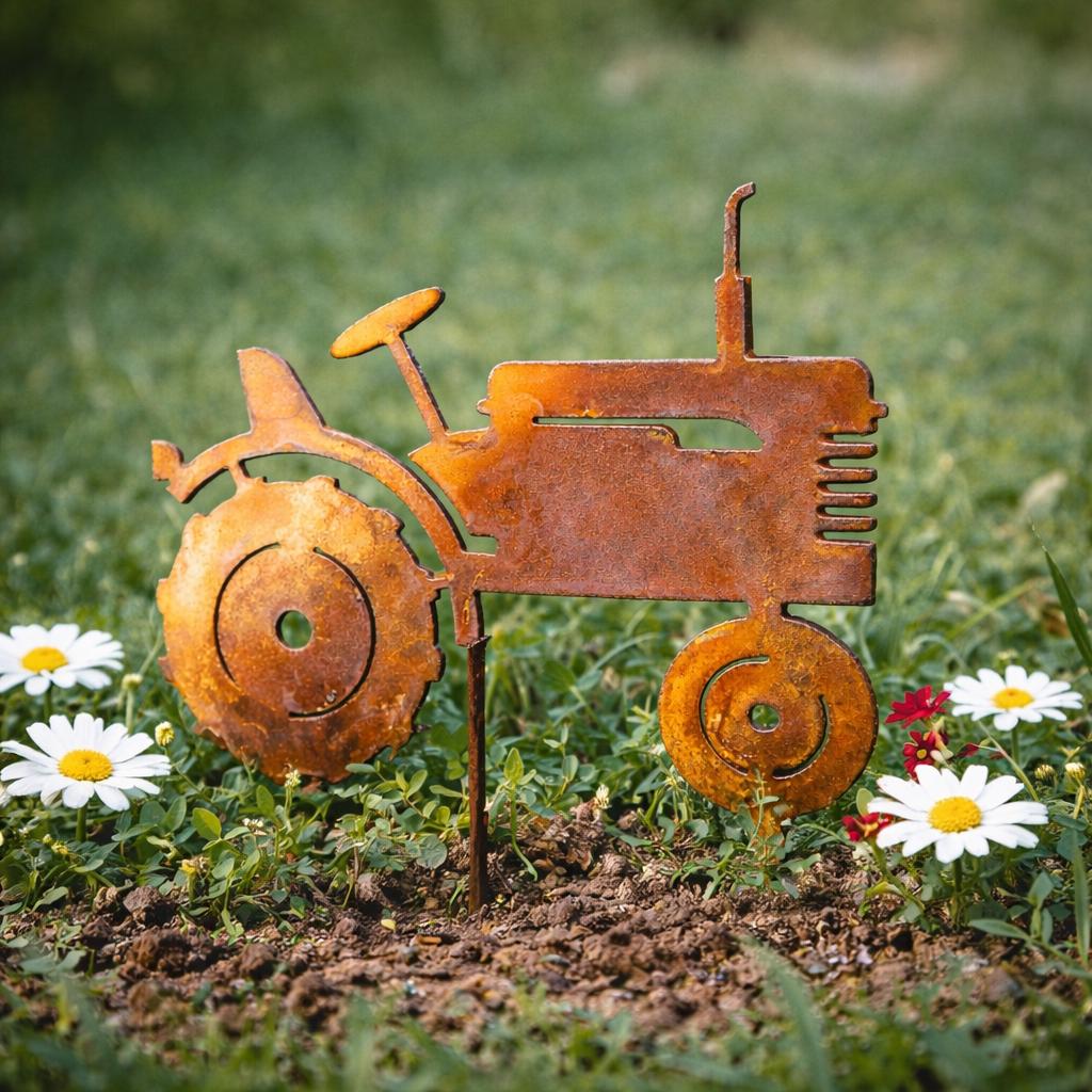 Tractor Metal Garden Stake, Farm Memorial Gift, Loss of Farmer, Rustic Tractor Grave Marker, Sympathy Gift for Dad Grandpa, Remembrance