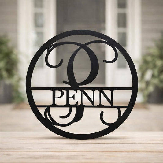 Personalized Metal Family Name Sign, Personalized Monogram Door Hanger, Last Name Sign, Wedding Gift, Housewarming Gift- 11th anniversary