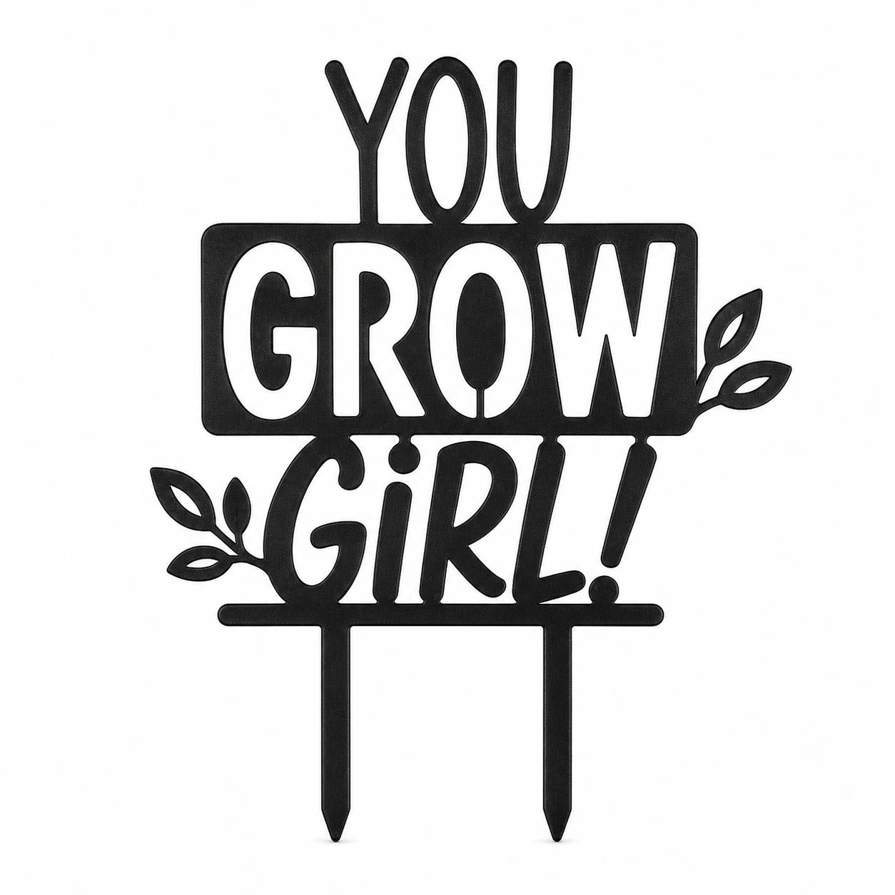 You Grow Girl Metal Garden Stake, Funny Gardener Gift, Gardening Gift for Women, Plant Lover Yard Decor, Mother's Day Gift