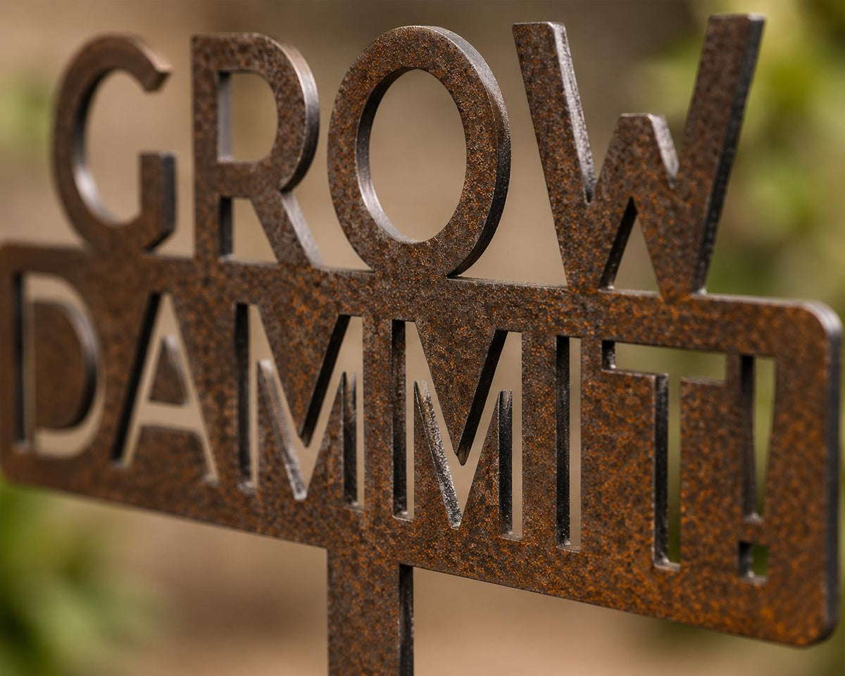 Grow Dammit Metal Garden Sign | Funny Garden Sign| Garden Gift| Plant Lover Gift| Gardening Gift| Outdoor Decor | Garden Stake| Garden Decor