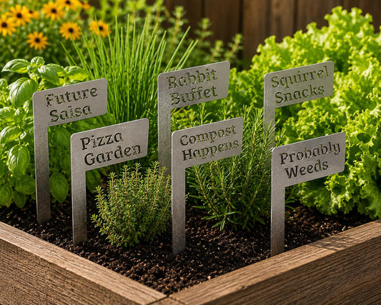 Funny Metal Garden Markers Set | Garden Marker Stakes | Gift for Gardeners | Probably Weeds | Raised Bed Garden Decor