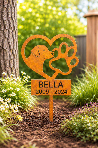 Personalized Labrador Retriever Memorial Garden Stake, Custom Lab Dog Memorial Sign, Dog Loss Gift, Pet Grave Marker, Metal Garden Stake