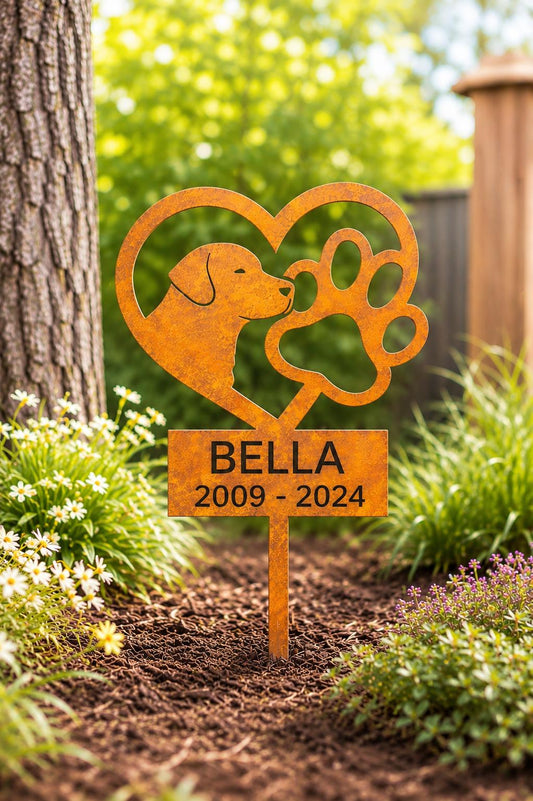 Personalized Labrador Retriever Memorial Garden Stake, Custom Lab Dog Memorial Sign, Dog Loss Gift, Pet Grave Marker, Metal Garden Stake