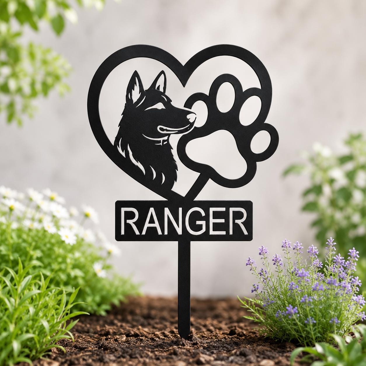 Personalized German Shepherd Memorial Garden Stake, Custom GSD Dog Memorial Sign, Dog Loss Gift, Pet Grave Marker, Metal Pet Memorial Stake