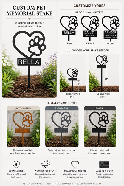 Personalized Dog Memorial Garden Stake, Heart Paw Metal Garden Sign, Pet Grave Marker, Custom Dog Name Sign, Dog Loss, Pet Memorial Gift