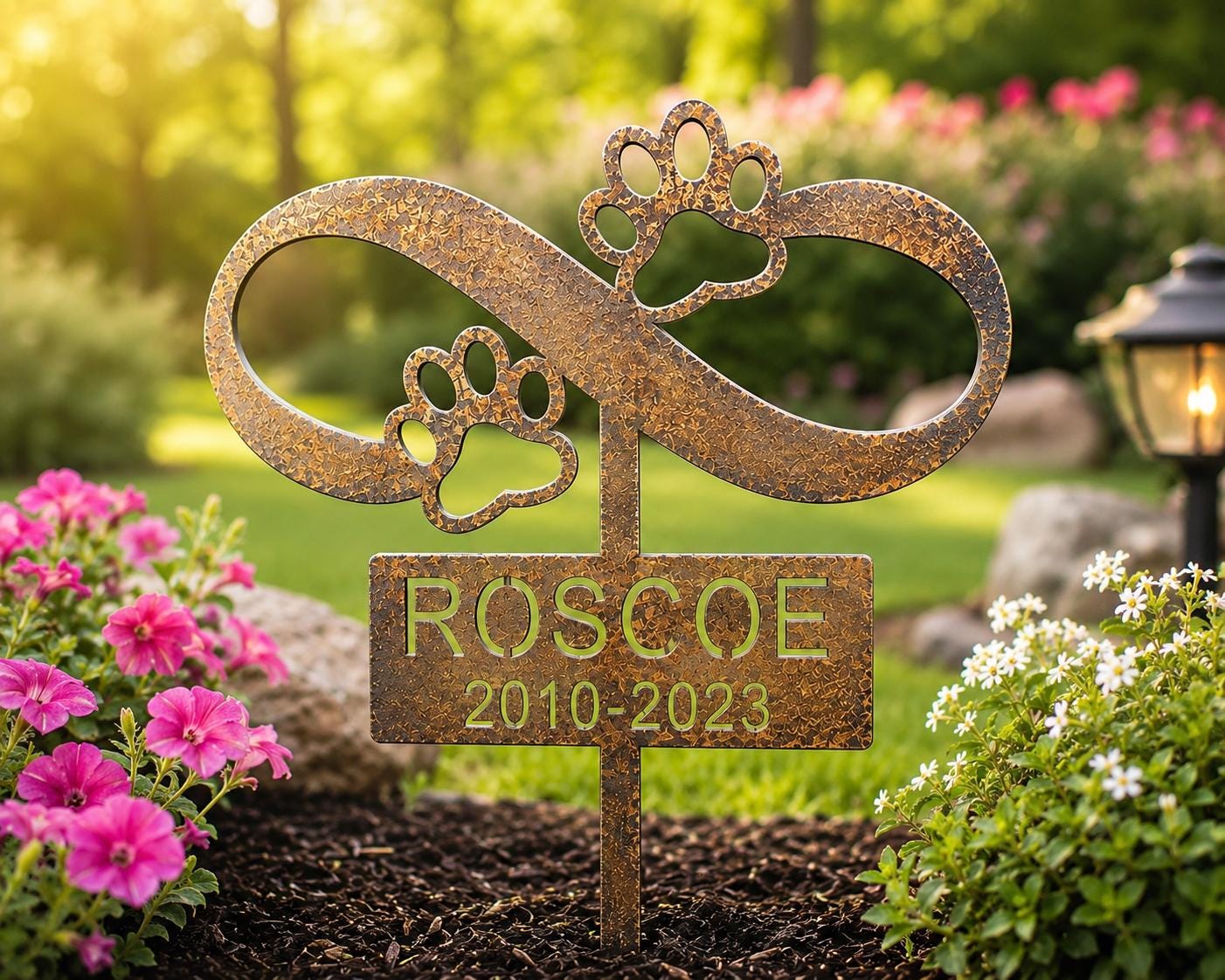 Personalized Dog Memorial Garden Stake, Infinity Paw Metal Sign, Pet Loss Gift, Custom Dog Grave Marker, Sympathy Gift, Pet Memorial