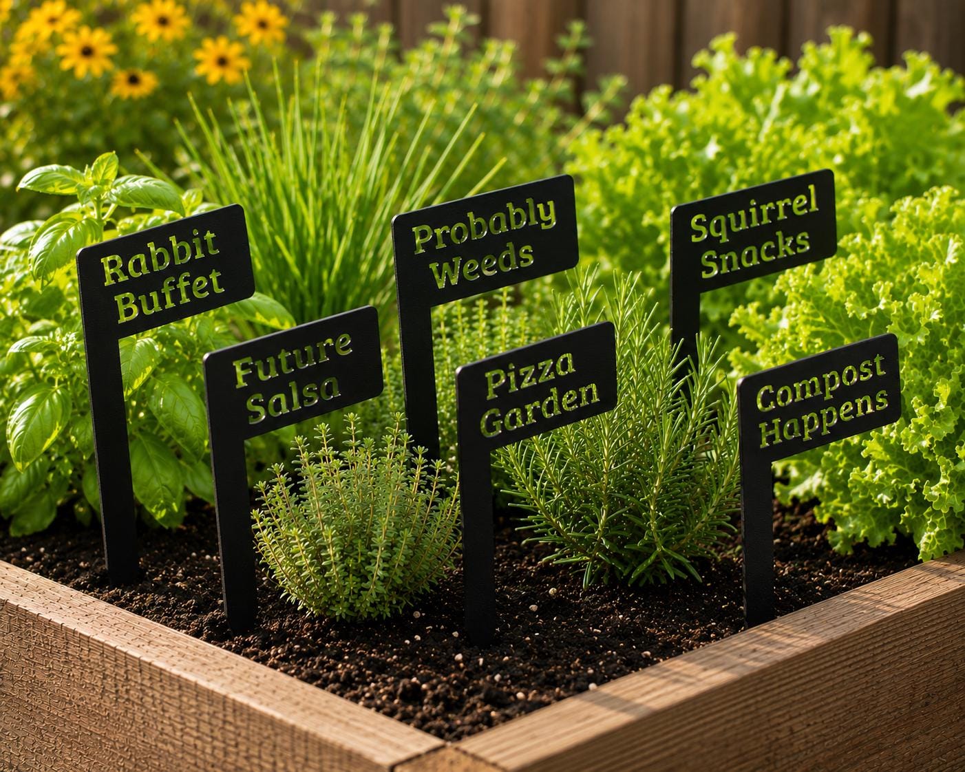 Funny Metal Garden Markers Set | Garden Marker Stakes | Gift for Gardeners | Probably Weeds | Raised Bed Garden Decor
