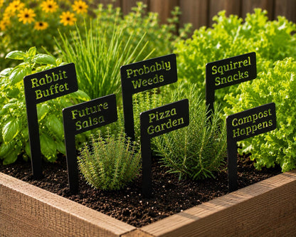 Funny Metal Garden Markers Set | Garden Marker Stakes | Gift for Gardeners | Probably Weeds | Raised Bed Garden Decor