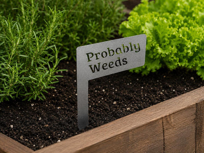 Funny Metal Garden Markers Set | Garden Marker Stakes | Gift for Gardeners | Probably Weeds | Raised Bed Garden Decor