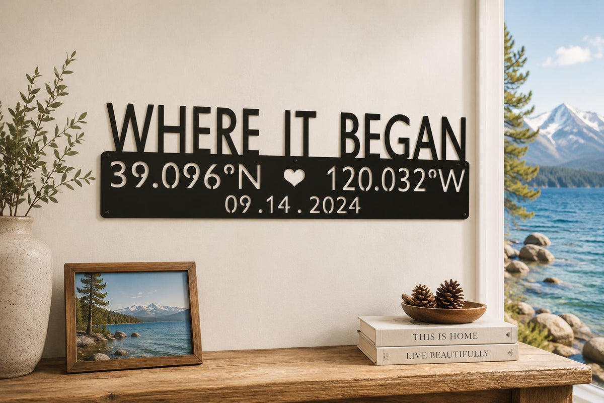 Where We Met Coordinates Metal Sign, Personalized Wedding Gift, Custom Latitude Longitude Sign, Anniversary Gift, Metal Wall Art