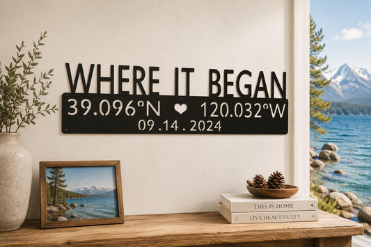 Where We Met Coordinates Metal Sign, Personalized Wedding Gift, Custom Latitude Longitude Sign, Anniversary Gift, Metal Wall Art