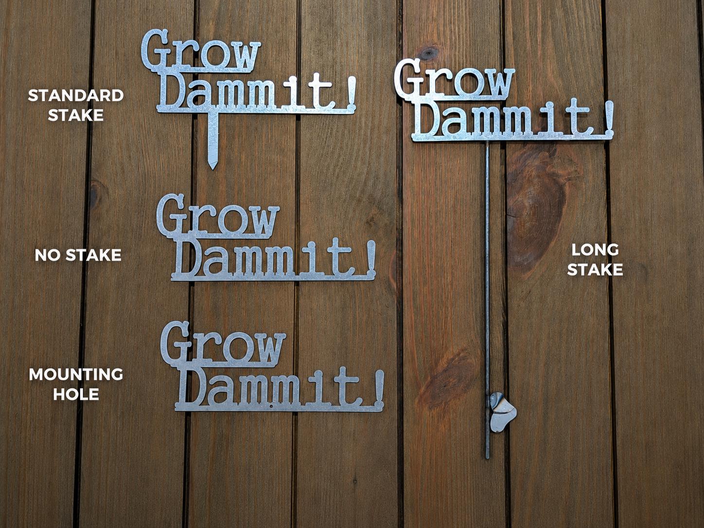 Grow Dammit Metal Garden Sign | Funny Garden Decor | Garden Gift, Plant Lover Gift, Gardening Gift, Outdoor Decor | Garden Stake, Yard Decor