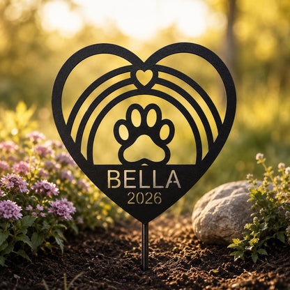 Rainbow Bridge Personalized Dog Memorial Garden Stake, Custom Pet Memorial, Paw Print Garden Marker, Dog Loss Gift, Pet Grave Marker