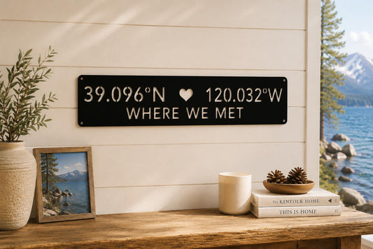 Where We Met Coordinates Metal Sign, Personalized Anniversary Gift, Custom Latitude Longitude Sign, Wedding Gift for Couple, Metal Wall Art