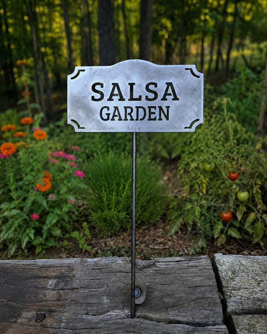 Salsa Garden Metal Garden Stake | Rustic Steel Garden Sign | Garden Decor