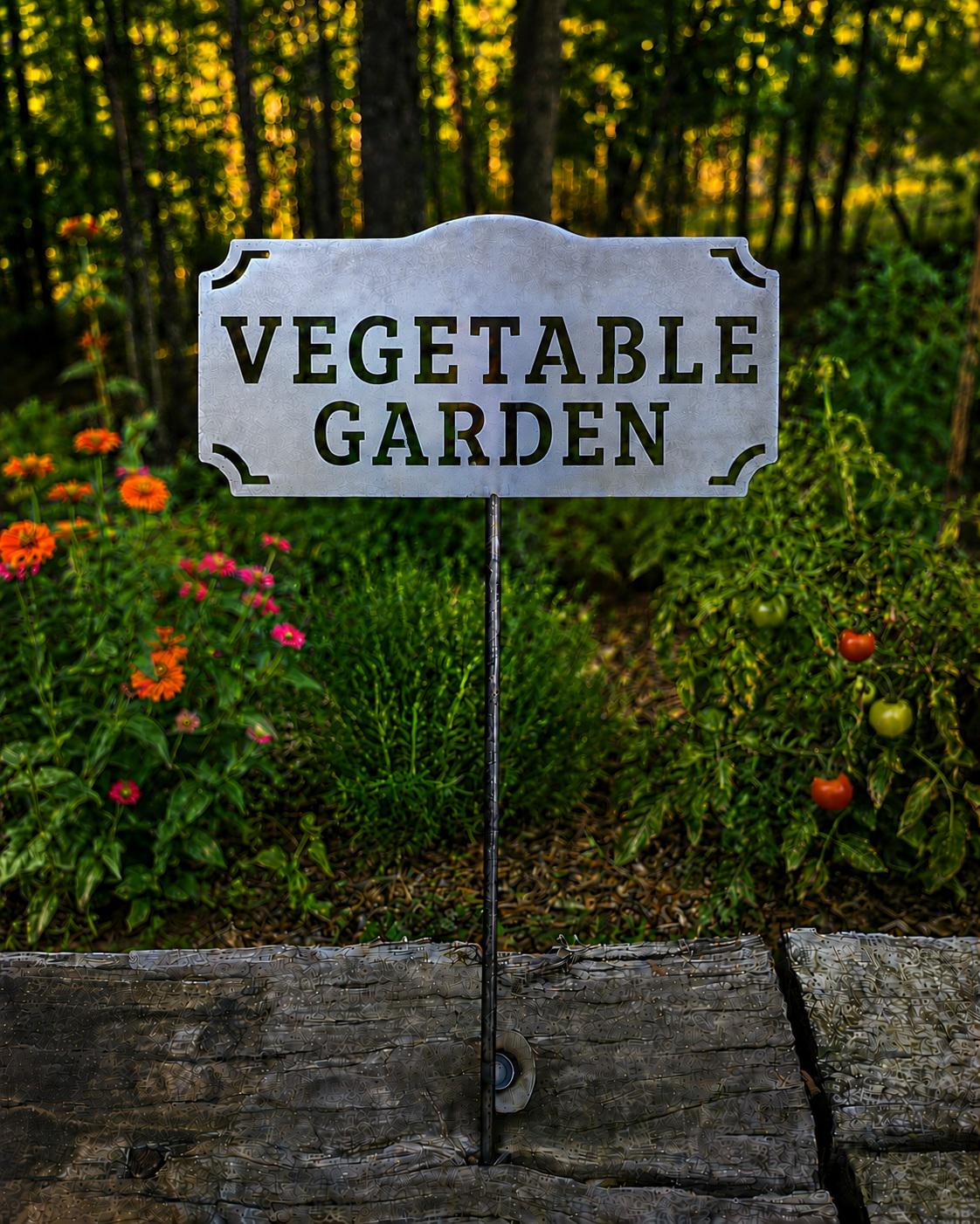 Vegetable Garden Metal Garden Stake | Rustic Steel Garden Sign