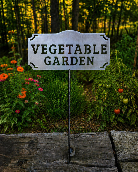 Vegetable Garden Metal Garden Stake | Rustic Steel Garden Sign