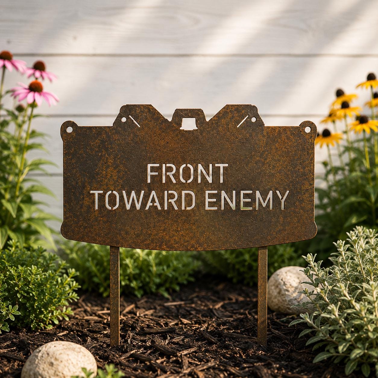 Front Toward Enemy Garden Stake | Funny Military Garden Sign | Veteran Gift | Combat Engineer | Sapper Gift | Metal Yard Art