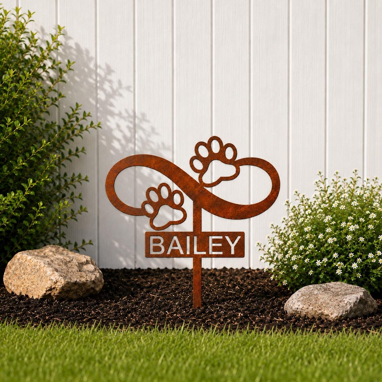 Personalized Dog Memorial Garden Stake, Infinity Paw Metal Sign, Pet Loss Gift, Custom Dog Grave Marker, Sympathy Gift, Pet Memorial