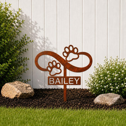 Personalized Dog Memorial Garden Stake, Infinity Paw Metal Sign, Pet Loss Gift, Custom Dog Grave Marker, Sympathy Gift, Pet Memorial