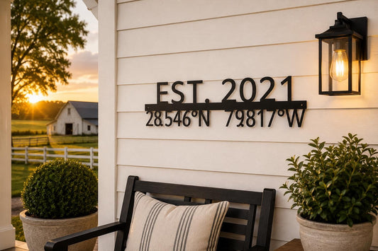 Established Coordinates Sign | Personalized Wedding Gift | EST Metal Sign | Anniversary Gift | GPS Latitude Longitude Sign | New Home Decor
