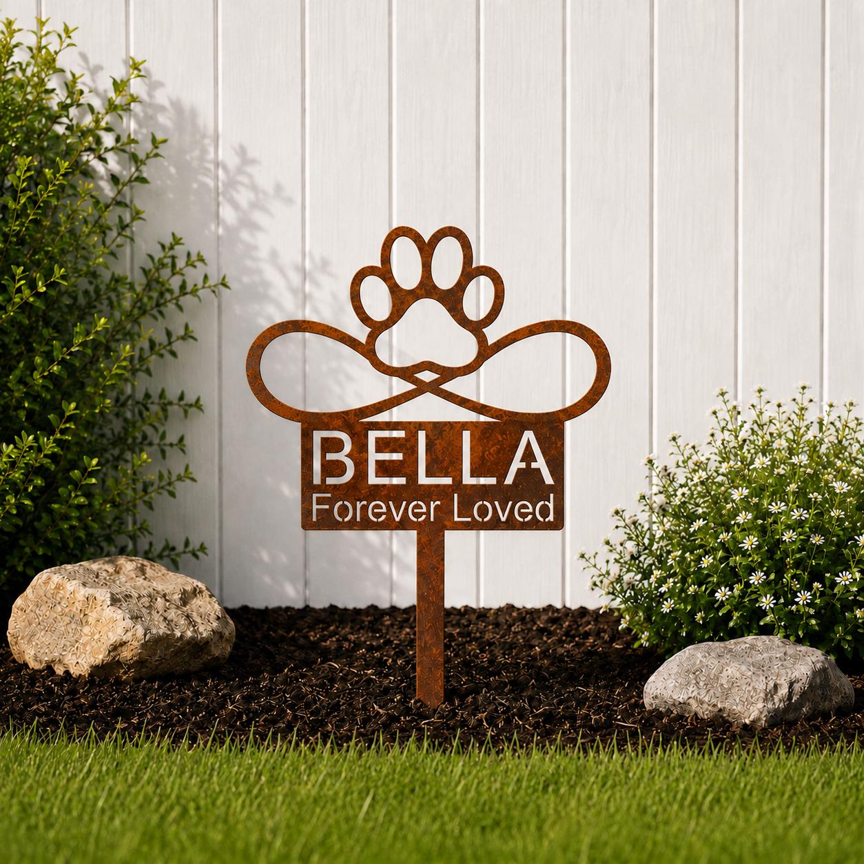 Personalized Infinity Paw Memorial Metal Garden Stake | Custom Pet Memorial Sign | Dog Memorial Gift | Cat Memorial | Forever Loved Decor
