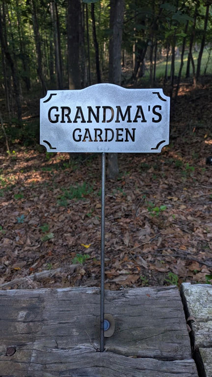 Grandma's Garden Metal Garden Stake | Gift for Grandma | Rustic Steel Garden Sign | Mother's Day Gift | Garden Decor