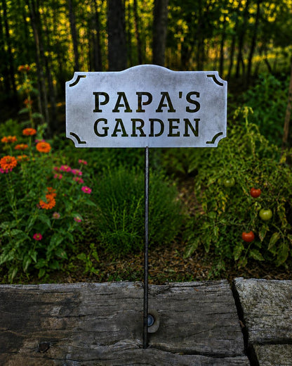 Papa's Garden Metal Garden Stake | Gift for Papa | Rustic Metal Garden Sign | Garden Decor