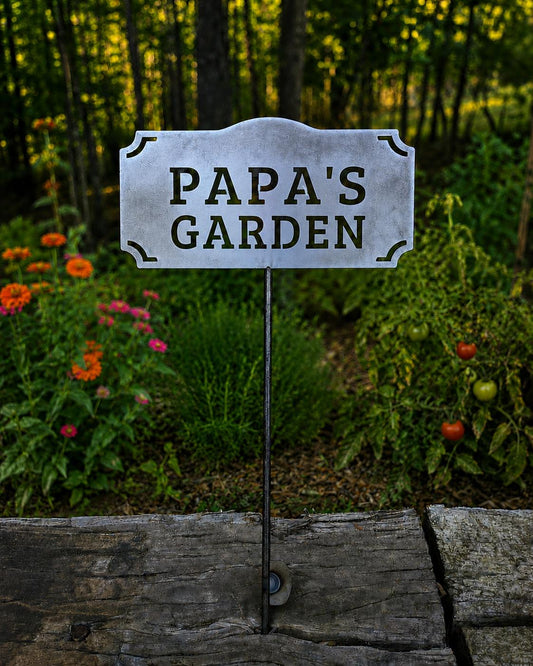 Papa's Garden Metal Garden Stake | Gift for Papa | Rustic Metal Garden Sign | Garden Decor