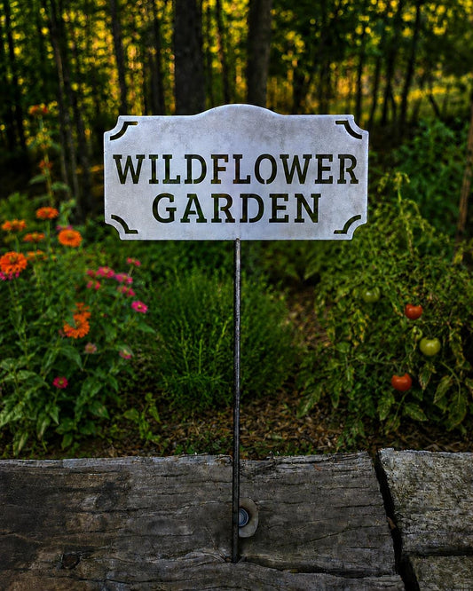 Wildflower Garden Metal Garden Stake | Rustic Garden Sign | Garden Decor