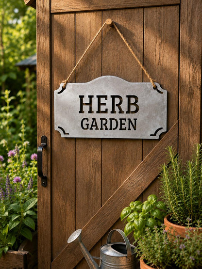 Herb Garden Hanging Metal Sign, Herb Garden Decor, Garden Shed Sign, Outdoor Garden Decor, Gardener Gift