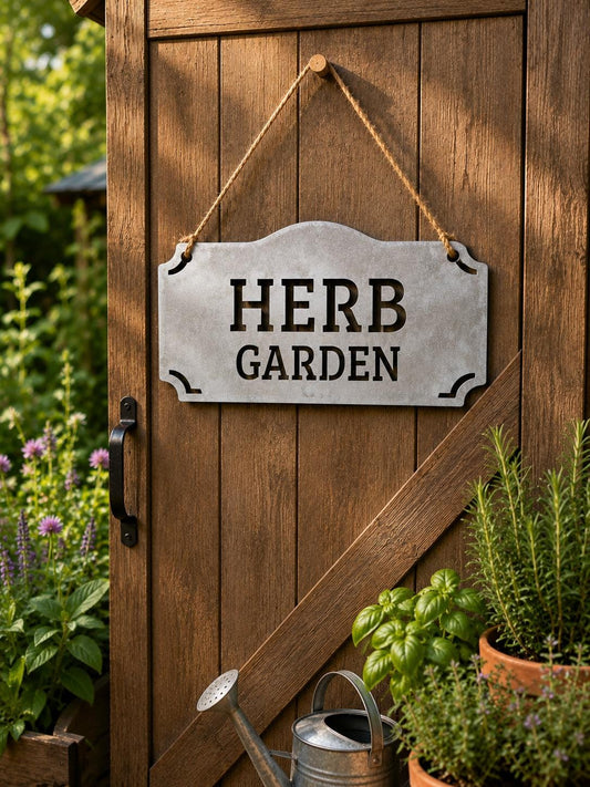 Herb Garden Hanging Metal Sign, Herb Garden Decor, Garden Shed Sign, Outdoor Garden Decor, Gardener Gift