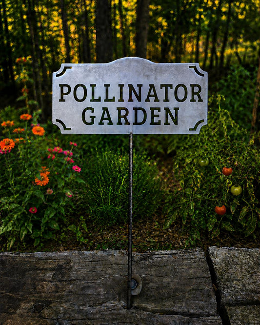 Pollinator Garden Metal Garden Stake | Bee Friendly Garden Sign | Metal Flower Garden Marker | Gardening Gift | Yard Decor | Garden Gift
